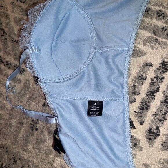 Say What Light Blue Pastel Lace Corset Crop Top Women Size Small - Picture 5 of 11